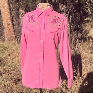 Beautiful Western Embroidered Snap Button Shirt by Panhandle Slim. Size XL
